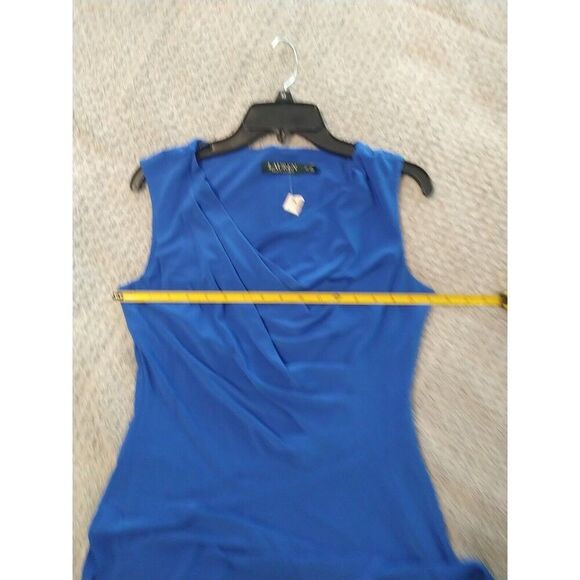 Lauren Ralph Lauren cowl neck Knee length Sleeveless Dress Blue size 10 Classic - Picture 8 of 9